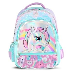 MOCHILA ESPALDA 18 PULG RAINBOW UNICORN LUZ LED